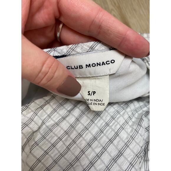 club monaco Grid Double V Tie Back Top small blouse - Picture 6 of 7